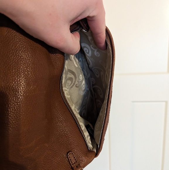 Brighton All You Need Is Love faux croc brown patent leather shoulder bag - Picture 4 of 5